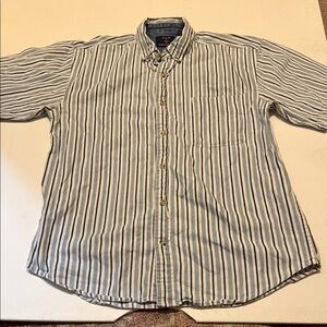 Vintage 90’s Coliseum World Explorer Blue Striped Button Down Shirt